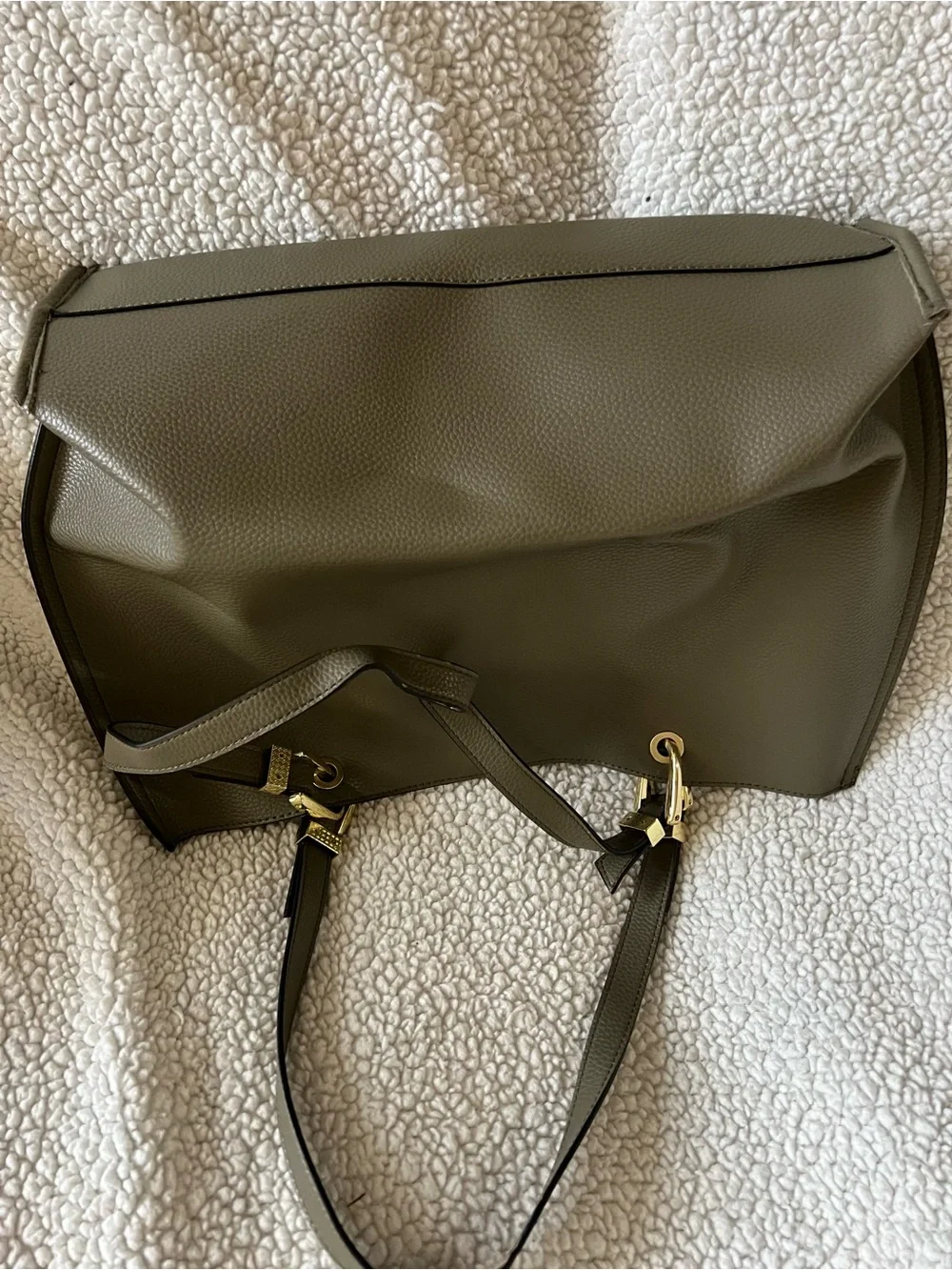 Steve Madden Olive Pebbled Tote with Front Patch Pocket